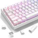 dagaladoo White Topographic keycaps Line Backlit keycaps Shine Through Keyboard Keys Side Printed Key caps Cherry Profile keycap Set for 61/64/66/68/71/75/84/87 Mechanical Keyboards 98key