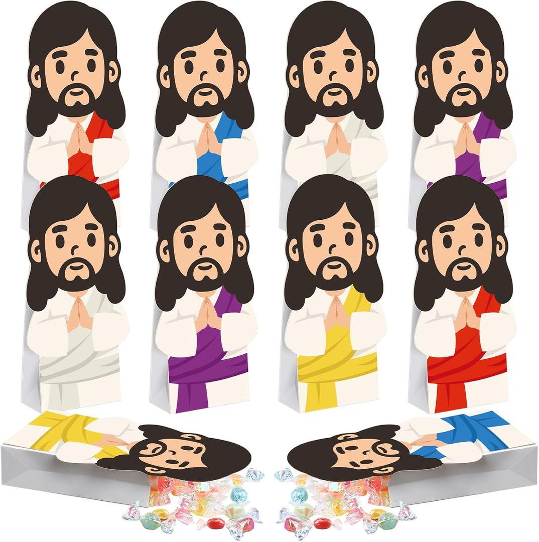 Marspark 20 Pcs Easter Jesus Gift Bags Bulk Christian Religious Paper Candy Goodies Treat Bags for Resurrection Nativity Church Sunday School Vbs Party Favors Supplies Decoration