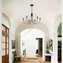 Black Chandelier 6-Light Modern Iron Farmhouse Chandeliers for Dining Room Rustic Industrial Light Fixtures for Bedroom Living Room Kitchen Island