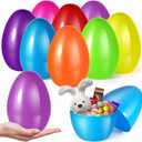 SpringFlower 8PCS Jumbo Easter Eggs, 10" Large Plastic Easter Egg, Empty Easter Eggs, Giant Egg,Easter Egg Hunt, Large Fillable Easter Eggs, Easter Basket Stuffers Fillers,Easter Theme Party Favor