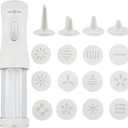 Electric Cookie Press, DIY Cookie Maker Set with 12 Molds and 4 Decorating Nozzles Electric Cookie Decorating Tool for Cake Dessert DIY Maker and Baking Decoration Supplies