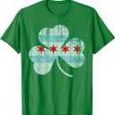 St. Patrick's day Designed Special Chicago Flag Pats T-Shirt. XXL