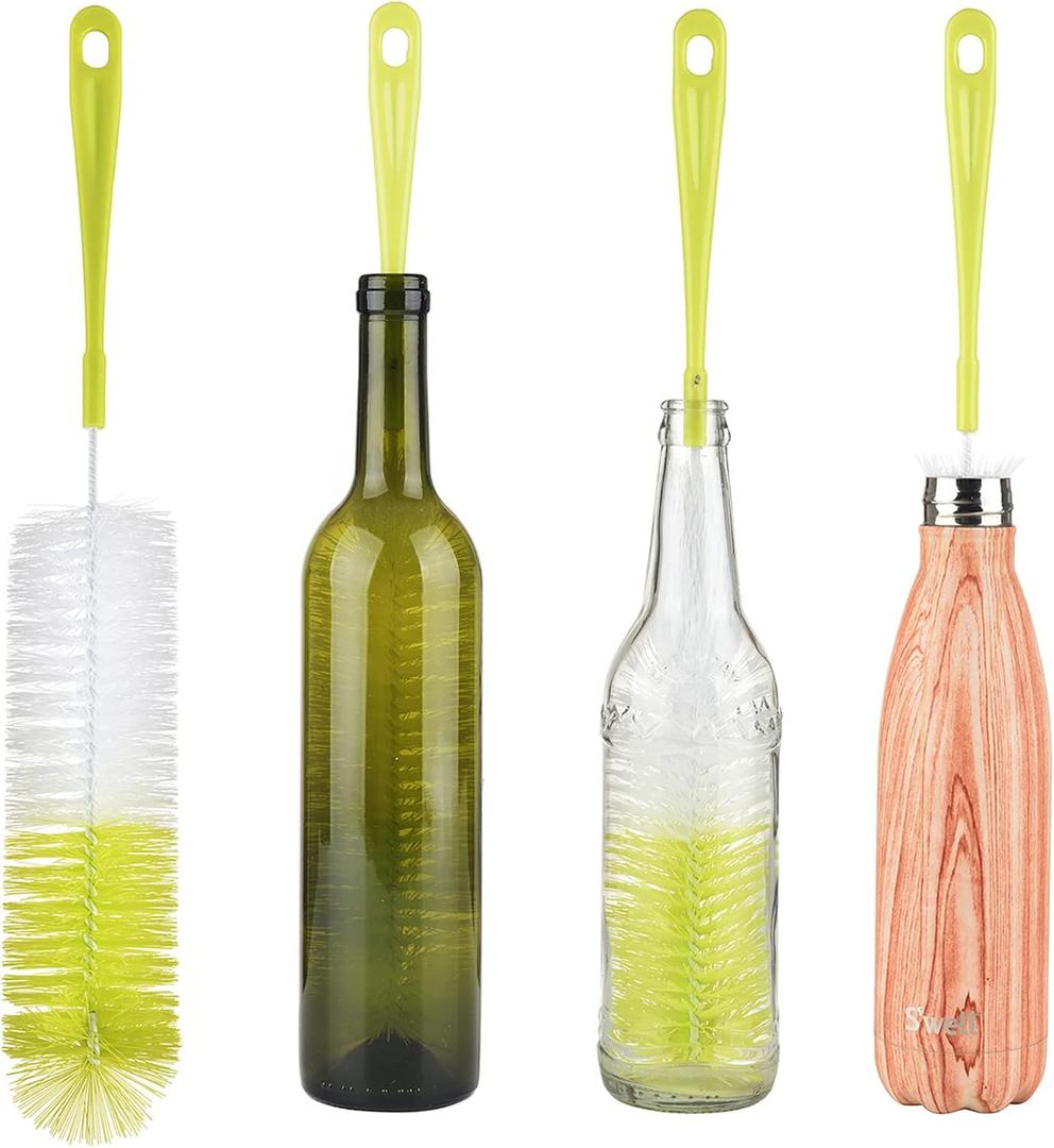 ALINK 16 inch Long Bottle Brush Cleaner for Washing Liquor/Beer/Sport Well/Thermos/Glass, Hummingbird Feeder and Long Narrow Neck Sport Bottles (Light Green)