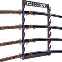 8 Tier Sword Stand, Wooden Sword Holder Wall Mount,Premium Wooden Katana Holder, Red Velvet Padded Katana Stand