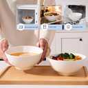 VENVENWEAVS 30 OZ White Thickened Ceramic Bowls Set of 6 Complimentary 6 Spoons, Large Reinforced Ceramic Bowls Perfect for Soup,Salad,Cereal, Ramen And More,Microwave&Dishwasher Safe