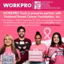 WORKPRO Pink Power Drill Set and Stackable Tool Box, 8V Cordless Drill Driver with Bit Set, 2.0Ah Electric Cordless Screwdriver Kit with 3/8" Keyless Chuck, For Home DIY- Pink Ribbon