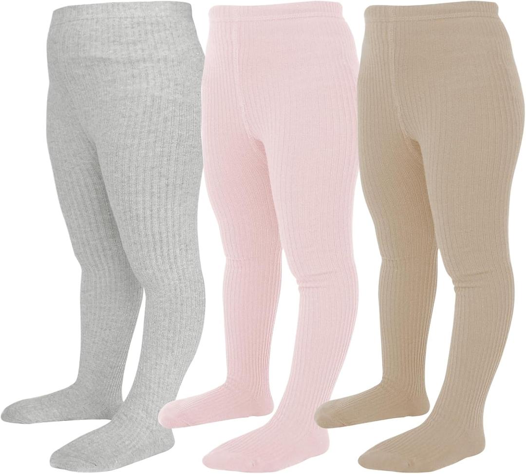Baby Tights Toddler Ribbed Knit Leggings Cotton Infant Stockings Pantyhose 0-4T (XS)