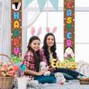 Happy Easter Banner Porch Sign Holiday Decorations Hanging Welcome Banners, Eggs Bunny Sign Spring Door Decoration for Party Home Outdoor Indoor Front Doors (Easter 2)