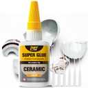 Ceramic Super Glue Liquid, Clear Instant Cyanoacrylate Adhesives for Ceramic Repair Food Safe, All Purpose CA Glue for Shoe Plastic Leather Glass Model Metal Wood Pottery Porcelain Mugs Clay Dishes