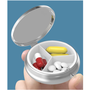 Pill Box 3 Compartment Small Pill Case, Portable for Pocket or Purse Pill Organizer Pill Container Holder to Hold Vitamins, Medication, Fish Oil and Supplements(Starry Night)