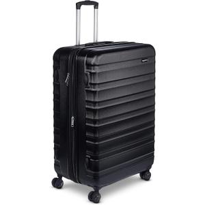Amazon Basics 30" Hardside Large Checked Luggage, Hardshell Suitcase With Four Multi-directional Wheels, Expandable For Up to 15% More Space, Scratch-Resistant Shell, Black