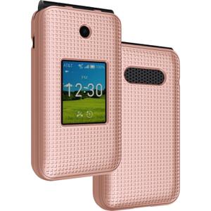 Nakedcellphone Case for AT&T Cingular Flex 2 / Cricket Debut Flex, Slim Hard Shell Protector Cover [Anti-Fingerprint, Grid Texture] for U1030AA / U1030AC Flip Phone (2023) - Rose Gold Pink