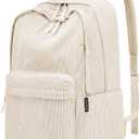 Backpack for School Girls and Boys, Lightweight School Bookbag for Teens, College Students Women & Men, Cute Large Laptop Backpack Fits 15.6 Inch Notebook (Machine Washable) (Beige)