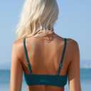 Limeeke Women's Twist Front Bikini Top V Neck Padded Swimsuit Top Adjustable Spaghetti Straps Bathing Suit Top (Blue, L)