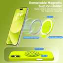 Magnetic for iPhone 16 Case, Compatible with Magsafe, Suction Cup Phone Mount, [2 Screen Protectors][Camera Lens Protector] Silicone Shockproof Protective Slim Phone Cover 6.1", Neon Yellow