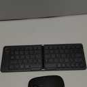 Wireless Bluetooth Keyboard & Mouse Combo, Foldable Keyboard and Mouse with Phone Holder,Compatible with iOS, Windows, Android, Smartphones, Laptops, etc. (Deep Black)