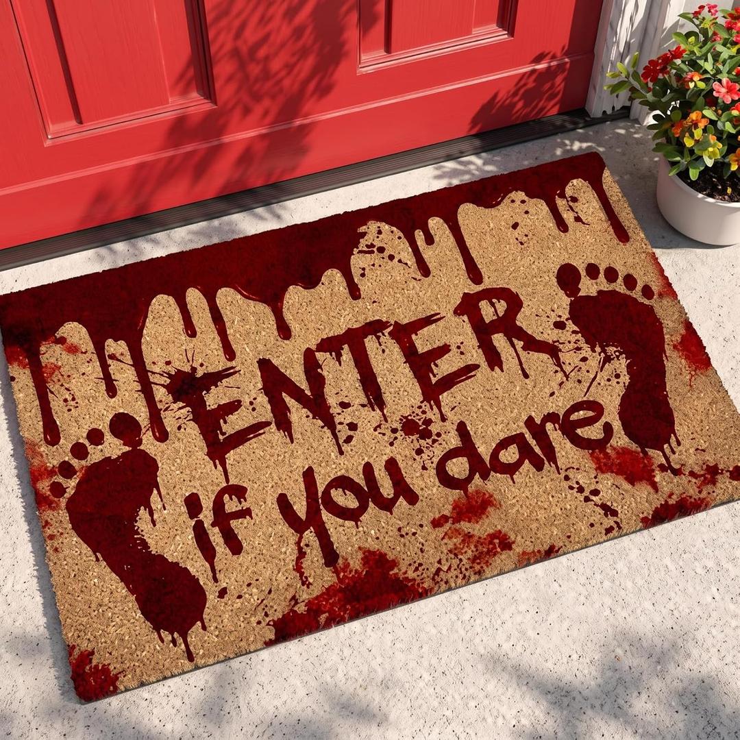 Halloween Door Mat Enter If You Dare Doormat for Front Door 30x18''