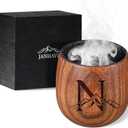 Janhavi Original Charred Wooden Bourbon Drinking Glass,Personalized Whiskey Glasses with Initials,Unique Gifts for Men Husband,Father,Brother Friends,Mens Birthday Gift Ideas,Wooden Whiskey Cup (N)