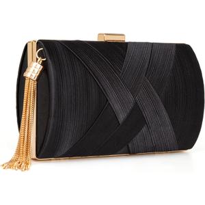 Clutch Purses for Women Formal Evening Clutch Purse Shoulder Cross Body Bags for Wedding Party Handbag with Tassel, Black