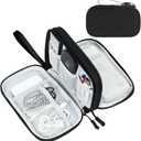 FYY Electronic Organizer, Travel Cable Organizer Bag Pouch Electronic Accessories Carry Case Portable Waterproof Double Layers All-in-One Storage Bag for Cable, Cord, Charger, Phone, Pattern Black (M)
