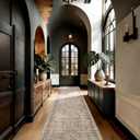 Washable 2'6x12 Entryway Rug: Low Pile Runners Rugs for Kitchen Hallway Vintage Stain Resistant Carpet for Bedroom Soft Easy to Clean Non-Skid Floor Mats for Dining Room 2'6'x12' Brown