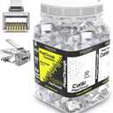 Cat6 Passthrough rj45 connectors, 100 PCS Jar, Gold Plated 3 Micron 3u for HIGH Speed Data Transmission (CAT6/100 PCS)