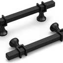 goldenwarm 25 Pack 3 Inch Black Cabinet Pulls Square Drawer Handles Hardware for Kitchen Dresser Cupboard (3in hole center)