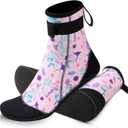XUKER Neoprene Water Socks for Kids Toddlers 3mm Sand Proof Beach Volleyball Socks Diving Boots for Outdoor Water Sports (X-Small, Pink)