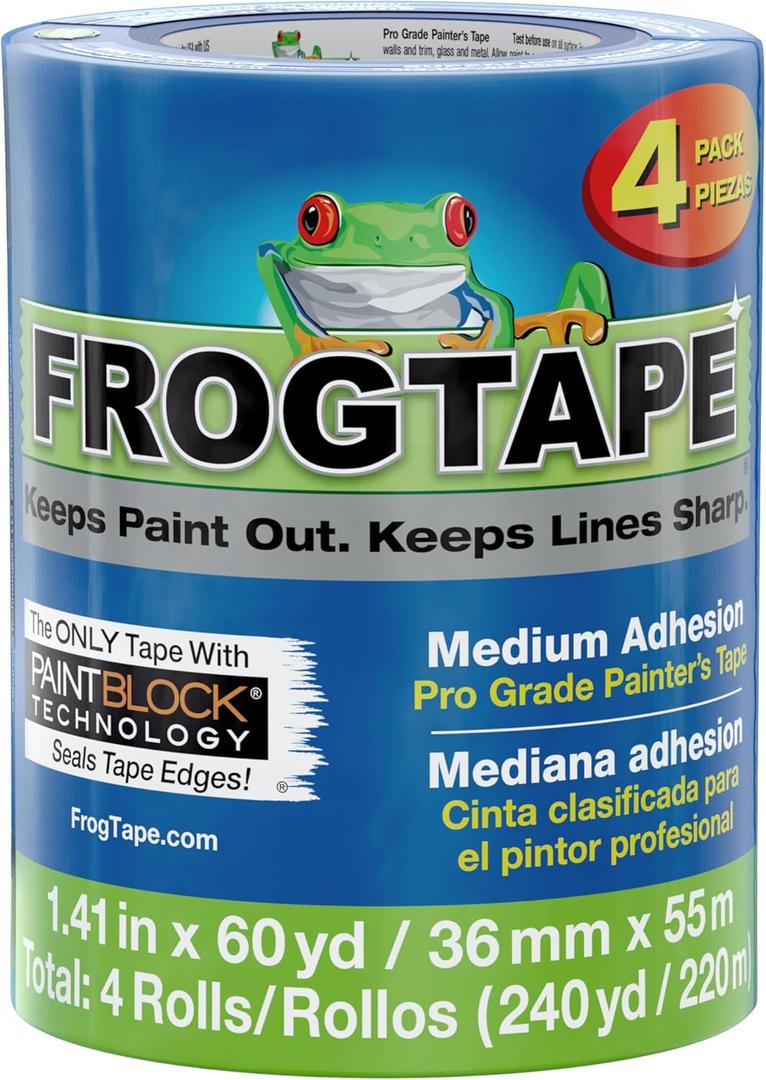 FrogTape Shurtape 1.41" x 60 yds 104956 Blue Pro Grade Painter's Tape, 4-Pack