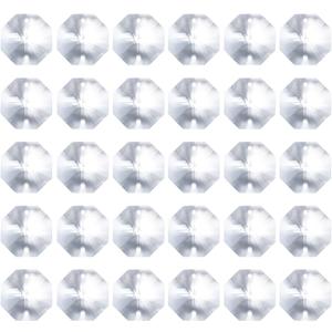 PATIKIL K9 Crystal Octagon Beads 2 Holes Pendants, 60 Pack 18mm Chandelier Prisms Parts Ornaments Hanging Beads for DIY Arts Crafts Decoration, Clear