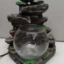 Tabletop Water Fountain with Fish Tank and LED Lights – Nature-Inspired Rock Waterfall for Indoor Home or Office Decor (F-567240810911-A)(F-567240810911-
