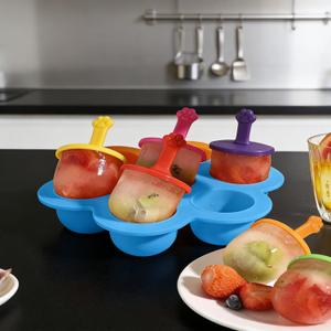7-Cavity Silicone Popsicle Mold Reusable Food-Grade Ice Cream Bar Mold for Homemade Frozen Treats, Ice Cubes & Ice Balls, Blue Color