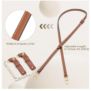 SENTEN Purse Straps Replacement for Longchamp, Leather Handbag Crossbody Shoulder Strap Kit Adjustable for Longchamp Le-pliage Bag Women (Brown Gold)