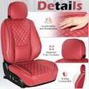 Car Seat Covers Full Set, Red Faux Leather Waterproof Seat Protectors, Breathable with Lumbar Support, Front Seats Back Seat Covers,Wear-Resistant Universal Fit for Most Cars, Trucks, SUV