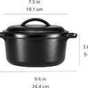 Amazon Basics Pre-Seasoned Cast Iron Mini Dutch Oven Pot with Lid and Dual Handles, Oven Safe, 2-Quart, Round, Black