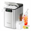 Nugget Ice Maker Countertop 40Lbs/24H Soft Chewable Ice Machine Pellet Crushed Ice Makers, One-Click Operation Auto Self-Cleaning Stainless Steel with Scoop for Home Kitchen Office, Silver