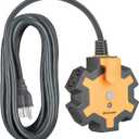 DEWENWILS Industrial Power Strip with 5-Outlet Power Hub, 15FT Heavy Duty Extension Cord for Garage, Workshop, 14/3 AWG SJTW, 15A Circuit Breaker, Swivel Safety Covers, ETL Listed Yellow