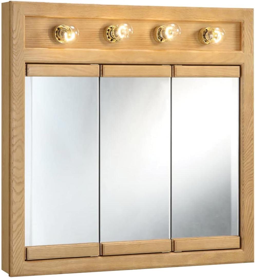 30 Inch Richland Bathroom Medicine Cabinet, Wall Mounted, Mirror, Oak Design House, 530600-NOK