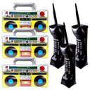 6 Pieces Inflatable Radio Boombox Inflatable Mobile Phone,80's 90's Party Decoration,Retro Inflatable Mobile Phone,Inflatable Radio Props for Hip Hop Theme Party Birthday Party Supplies