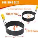 2 x 4 Inch Large Egg Rings for Frying Eggs, 2 Pack Stainless Steel Egg Cooking Rings Nonstick Round Egg Shaper Mold with Anti-scald Handle for English Muffins Pancake Cooking Griddle