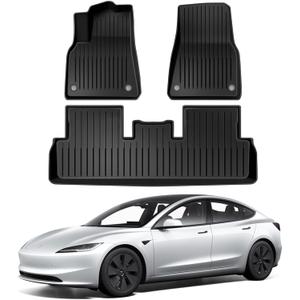 Pedigree Floor Mats Compatible with Tesla Model 3, Custom Fit Floor Liners for 2025 2024 Tesla Model 3, 1st & 2nd Row All Weather Protection