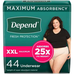 Depend Fresh Protection Adult Incontinence & Postpartum Underwear for Women - Maximum Absorbency - Blush