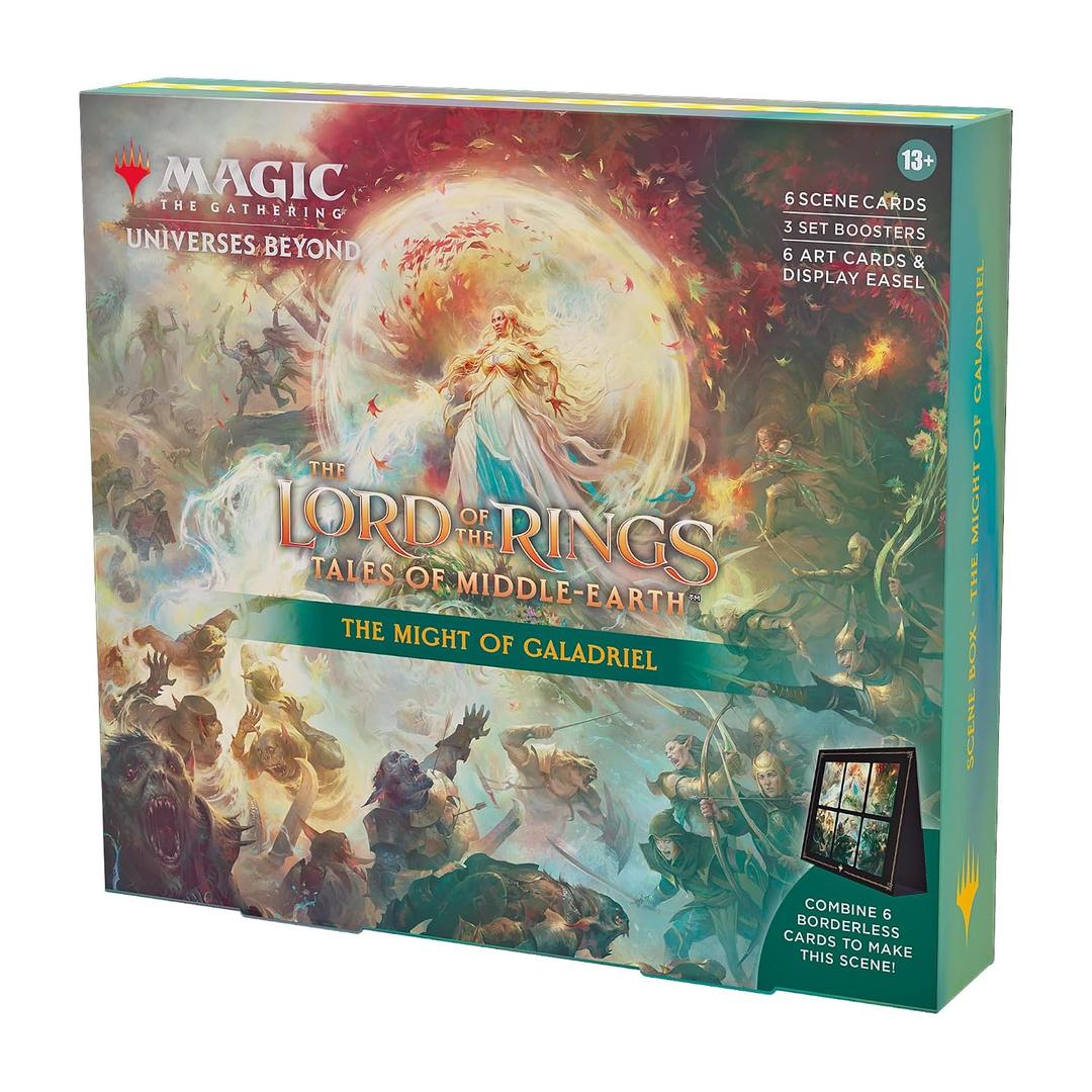 Magic: The Gathering The Lord of The Rings: Tales of Middle-Earth Scene Box - Gandalf in Pelennor Fields (6 Scene Cards, 6 Art Cards, 3 Set Boosters + Display Easel)