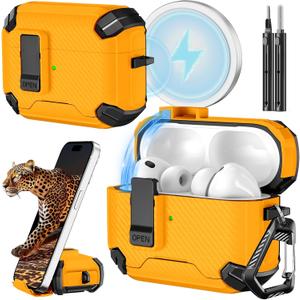 Inesore for AirPods Pro 3 Case (2025) with Phone Stand & Cleaning Kit,Compatible with Magsafe,Magnetic Automatic Lock Cover for AirPods Pro 3rd Generation