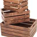 Rustic Wood Crates for vintage decorative display, Nesting Crate set for storage and farmhouse style decor, wooden boxes made from 100% Wood (Dark Brown, Nested Set of 3)