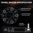 YIZBAP 5x5.5 to 5x4.5 Wheel Adapter, 1.25 inch 5x139.7mm to 5x114.3mm Wheel Adapters 87.1mm Hub Bore with 1/2-20 Thread Pitch