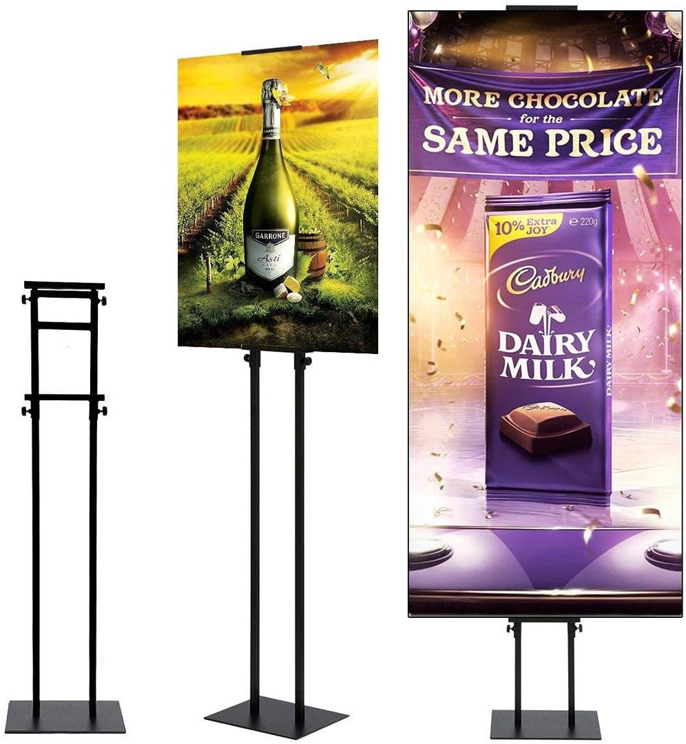 HUAZI Poster Stand for Display Double-Sided Heavy Duty Sign Stand Holder Floor Freestanding Poster Board Stand with Base Adjustable Height Up to 75inches for Board & Foam,Black