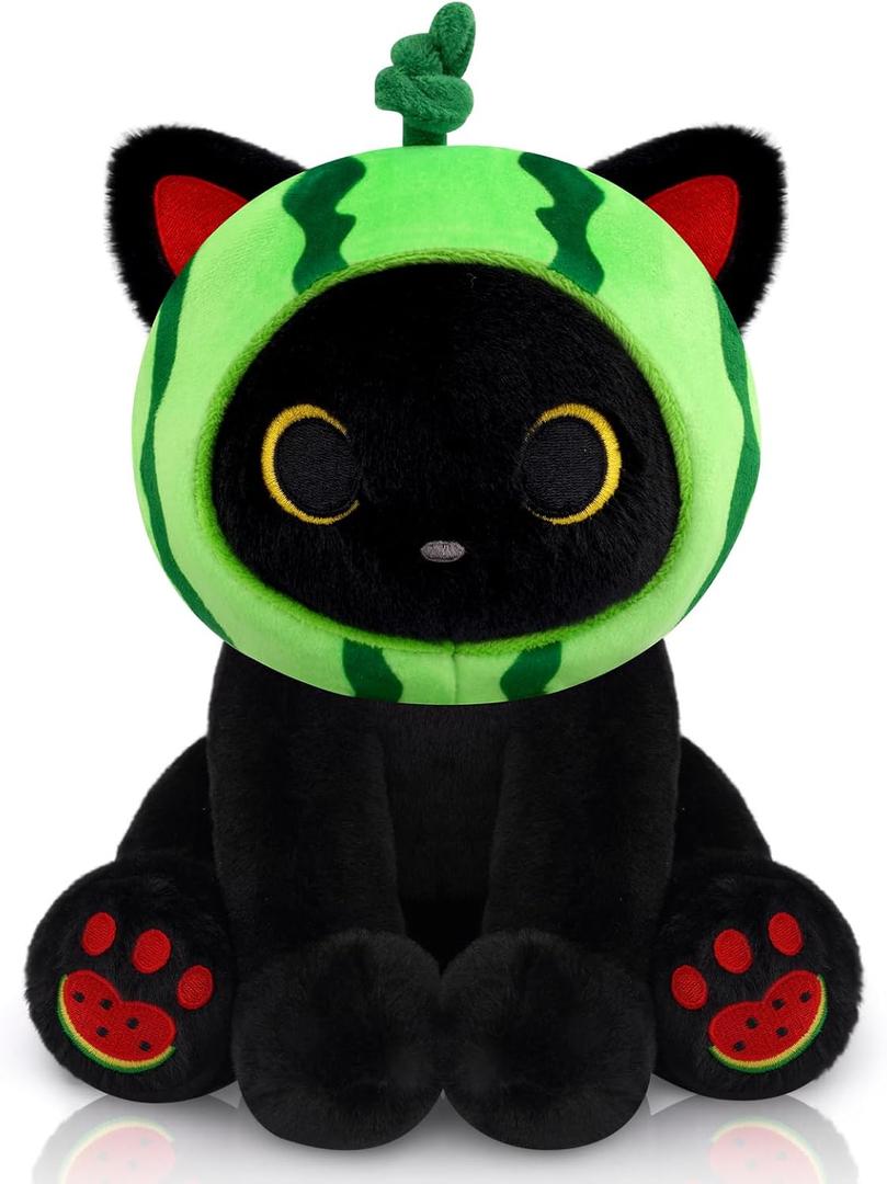 Cat Plush Toys- 8inch Cute Stuffed Cat with Removable Fruit Hood