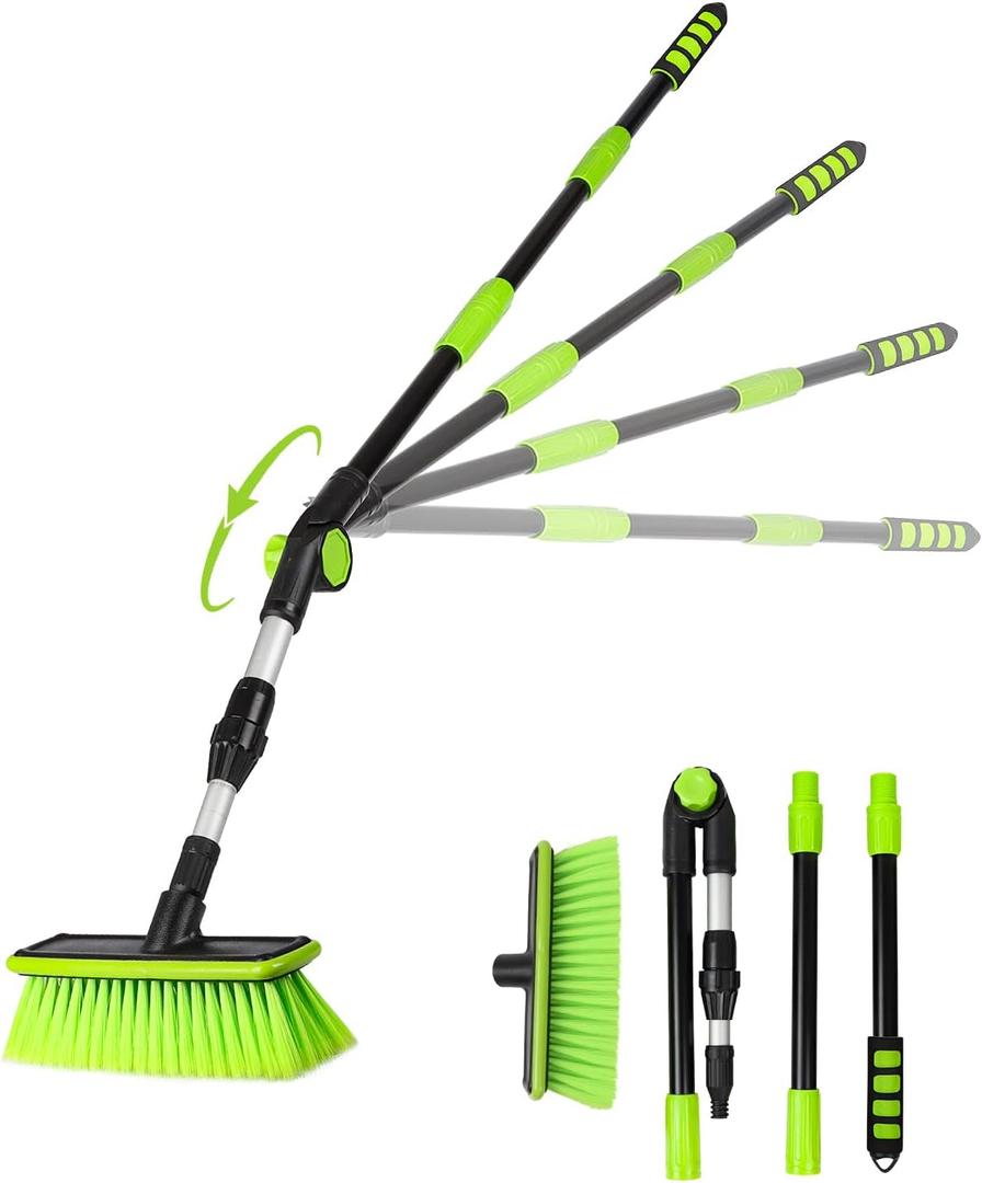 59" PBT 180Rotatable Car Wash Brush with Long Handle New Process Not Easy to Produce Floating Hair Suitable for Snow Sweeping SUV MPV Truck Rv Caravan Indoor Outdoor Cleaning Window Wheel