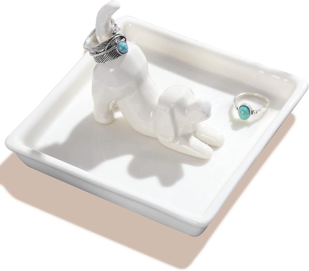 PUDDING CABIN Dog Mom Gifts for Women: Dog Lover Ring Holder Dish Jewelry Holder, Perfect for Mothers Day, Birthday, Wedding, Christmas